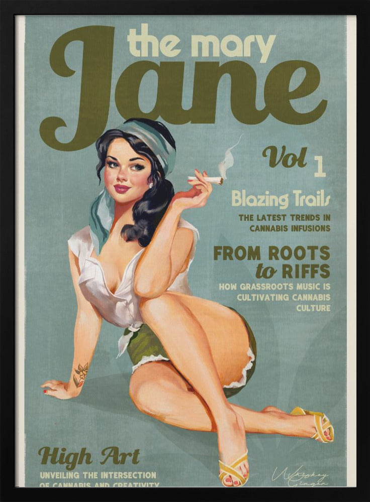 Wall art Mary Jane Retro Vintage Pinup Cannabis Art-2