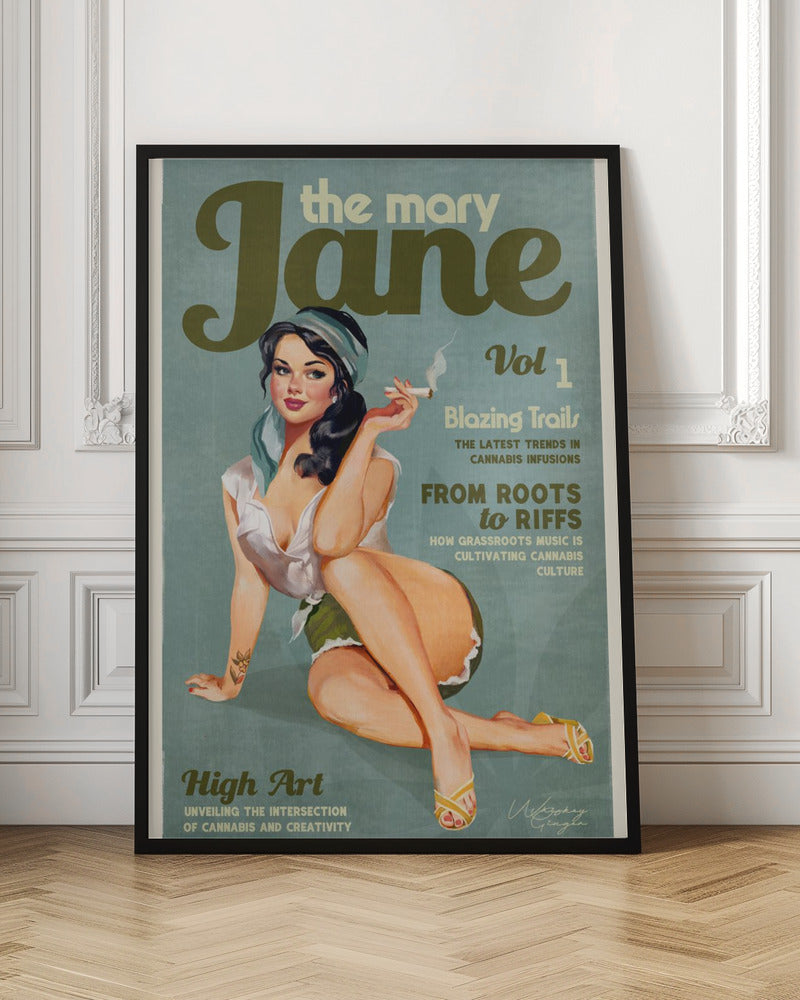 Wall art Mary Jane Retro Vintage Pinup Cannabis Art-3
